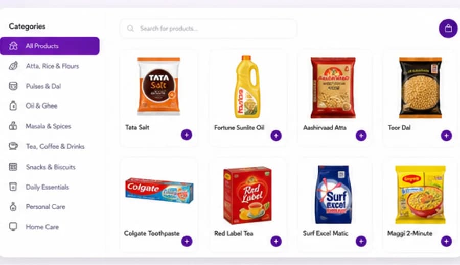 Clean grocery catalogue interface preview